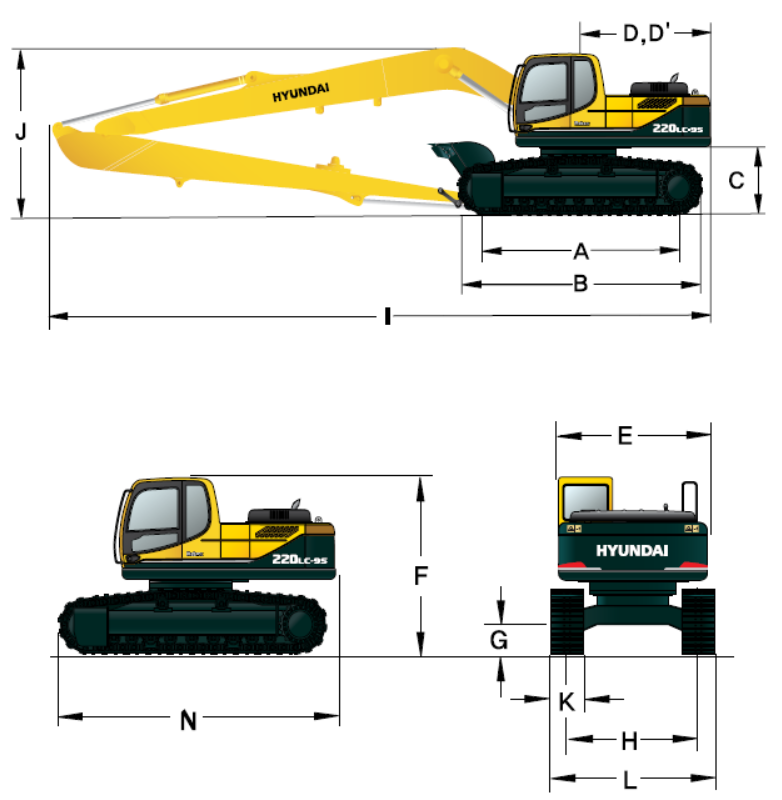 Габаритные размеры R220LC-9S LR